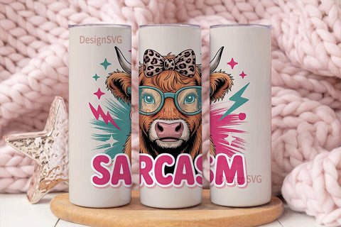 Sarcastic Highland Cow 20oz Tumbler Wrap Sublimation DesignSVG 