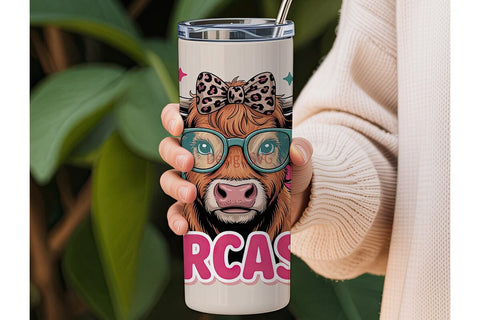 Sarcastic Highland Cow 20oz Tumbler Wrap Sublimation DesignSVG 