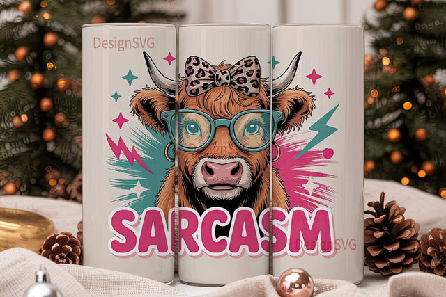 Sarcastic Highland Cow 20oz Tumbler Wrap Sublimation DesignSVG 