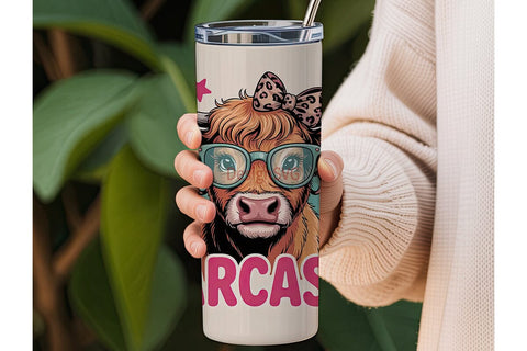 Sarcastic Highland Cow 20oz Tumbler Wrap Sublimation DesignSVG 