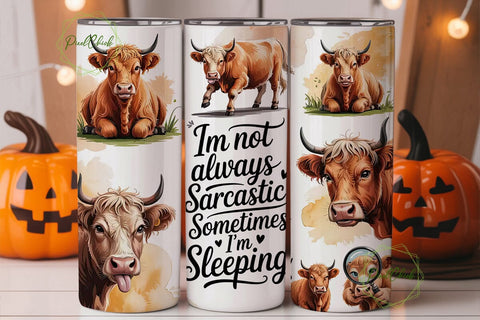 Sarcastic Highland Cow 20oz Tumbler Wrap Sublimation PixelChick 