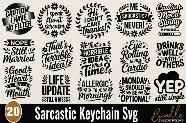 Sarcastic Keychain SVG Bundle. Funny Keychain Quotes SVG SVG Angelina750 