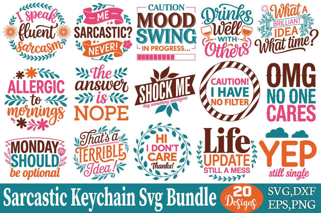 Sarcastic Keychain SVG Bundle SVG Angelina750 