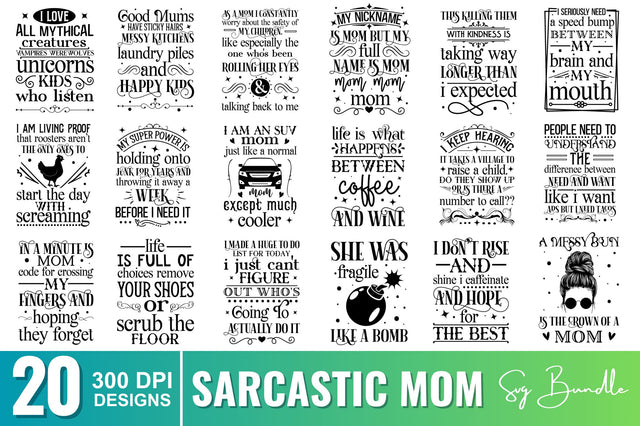 Sarcastic Mom SVG Bundle SVG Regulrcrative 