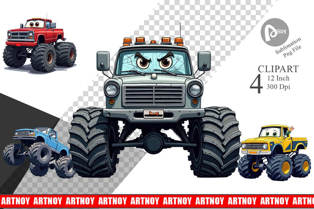 Sarcastic Monster Trucks Clipart Sublimation artnoy 