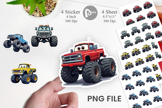 Sarcastic Monster Trucks Sticker Sublimation artnoy 