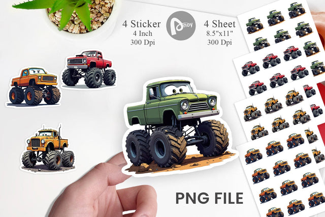 Sarcastic Monster Trucks Sticker Sublimation artnoy 