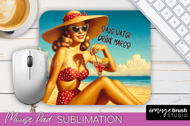 Sarcastic Pin-up Girl Mouse Pad PNG - Beach Sublimation Sublimation OrangeBrushStudio 