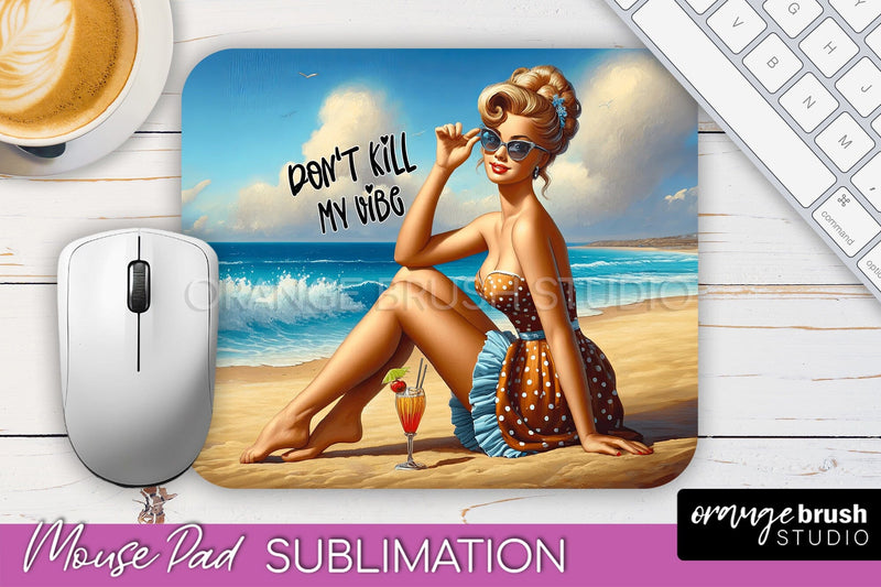 Sarcastic Pin-up Girl Mouse Pad PNG - Beach Sublimation Sublimation OrangeBrushStudio 