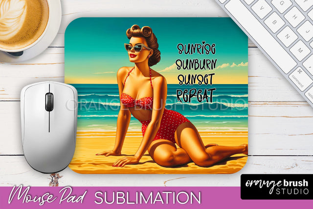 Sarcastic Pin-up Girl Mouse Pad PNG - Beach Sublimation Sublimation OrangeBrushStudio 