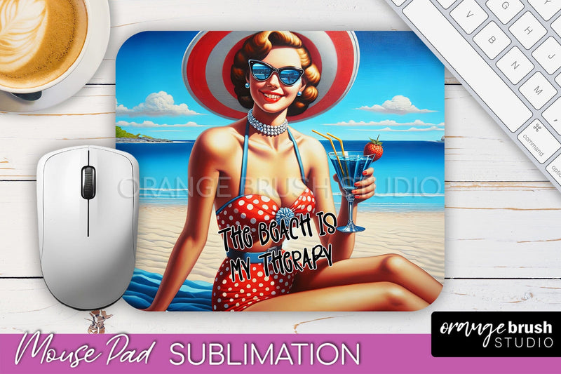 Sarcastic Pin-up Girl Mouse Pad PNG - Beach Sublimation Sublimation OrangeBrushStudio 