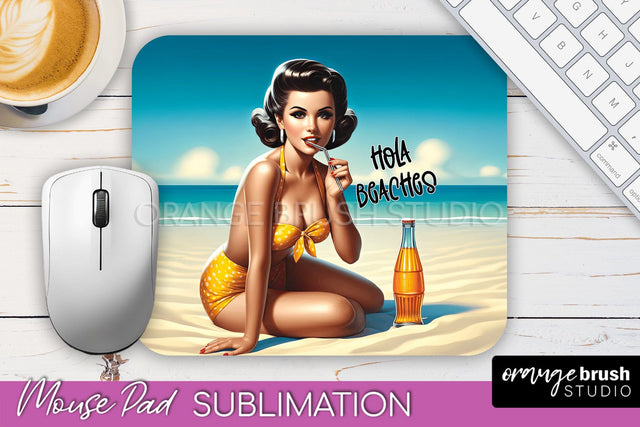 Sarcastic Pin-up Girl Mouse Pad PNG - Beach Sublimation Sublimation OrangeBrushStudio 