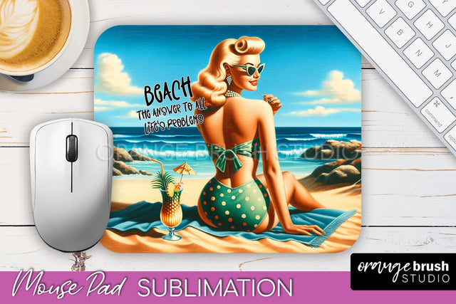 Sarcastic Pin-up Girl Mouse Pad PNG - Beach Sublimation Sublimation OrangeBrushStudio 