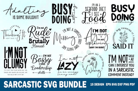 Sarcastic Quote SVG PNG Design, Funny SVG Bundle, Motivational Design SVG FiveStarCrafting 