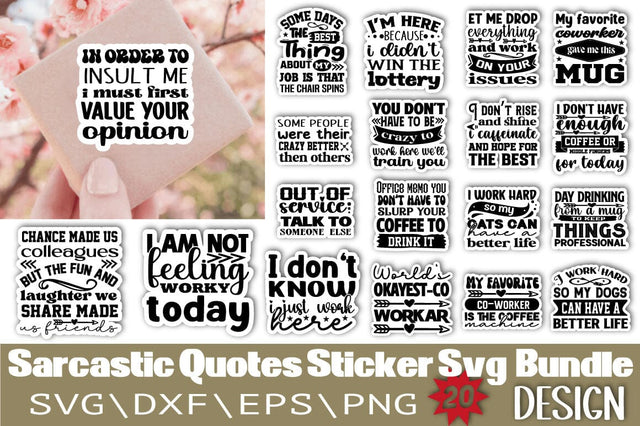 Sarcastic Quotes Sticker Svg Bundle SVG Angelina750 