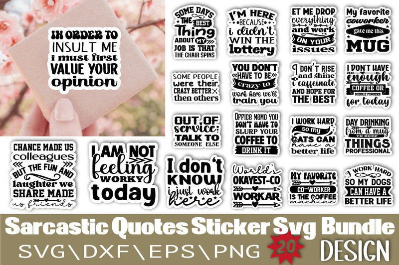 Sarcastic Quotes Sticker Svg Bundle SVG Angelina750 