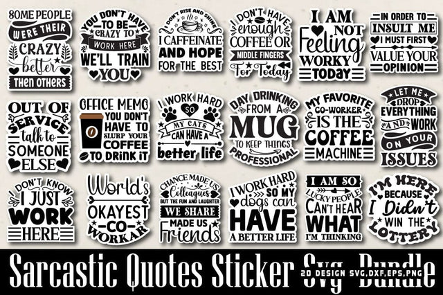 Sarcastic Quotes Sticker Svg Bundle SVG Angelina750 