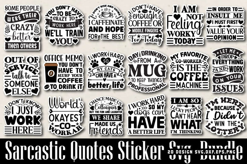 Sarcastic Quotes Sticker Svg Bundle SVG Angelina750 