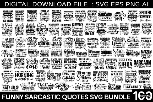 Sarcastic Quotes Svg Bundle / 100 Designs , SVGs,Quotes and Sayings,Food & Drink,On Sale, Print & Cut SVG designmaster24 