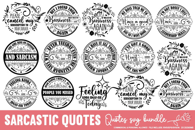 Sarcastic Quotes Svg Bundle/ 14 designs SVG designmaster24 