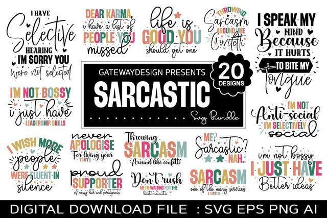 Sarcastic Quotes Svg Bundle SVG designmaster24 