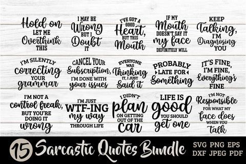 Sarcastic Quotes SVG Bundle with 15 Designs SVG Shine Green Art 