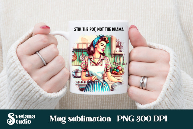 Sarcastic retro woman mug wraps Sublimation Svetana Studio 