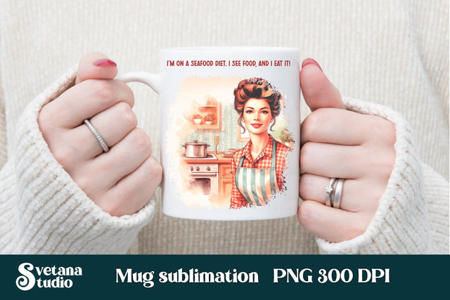 Sarcastic retro woman mug wraps Sublimation Svetana Studio 