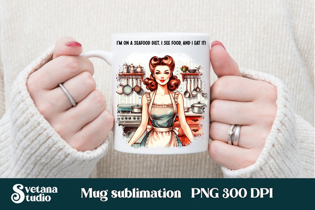Sarcastic retro woman mug wraps Sublimation Svetana Studio 
