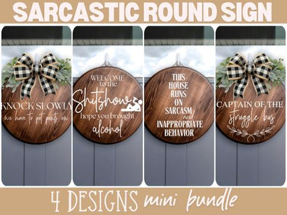 Sarcastic Round Wood Sign Bundle - 4 Designs - SVG PNG SVG So Fontsy Design Shop 