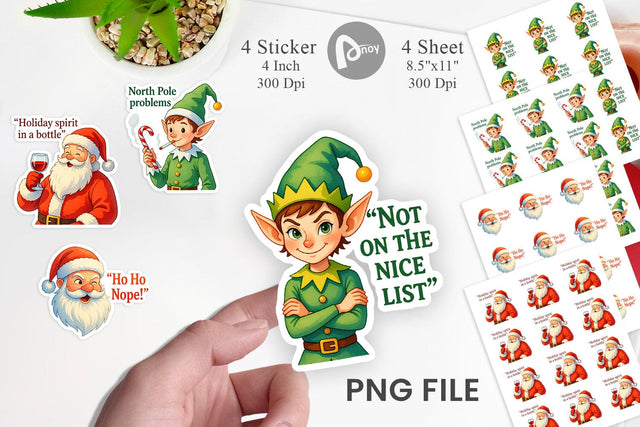 Sarcastic Santa Elves Sticker Sublimation artnoy 