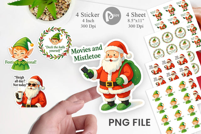 Sarcastic Santa Elves Sticker Sublimation artnoy 