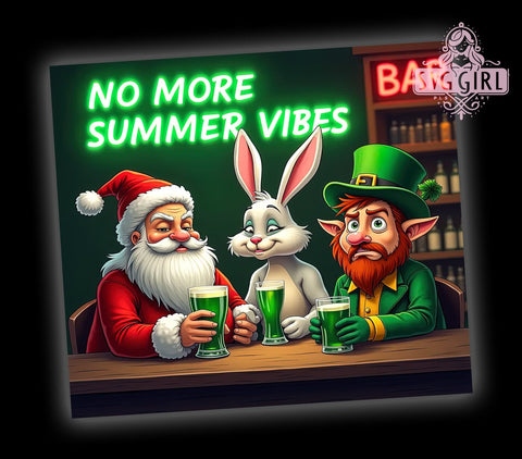 Sarcastic Santa, Rabbit Tumbler, Leprechaun Design, No More Summer, PNG Wrap, Sublimation Art, Funny Holiday Gifts, Festive Drinkware Sublimation SvggirlplusArt 