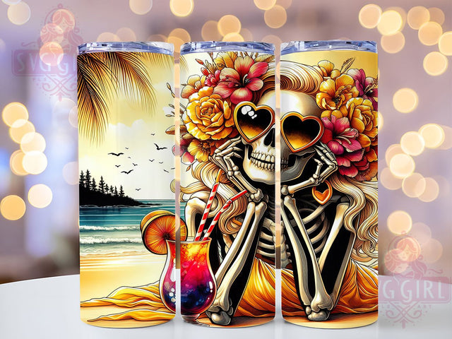 Sarcastic Skeleton Beach Tumbler Wrap, Beach Lover Wrap, 20oz Tumbler Sublimation, Funny Skeleton Beach Design, Tropical Gothic Tumbler, Retro Summer Vibes, Dark Humor Beach Art Sublimation SvggirlplusArt 