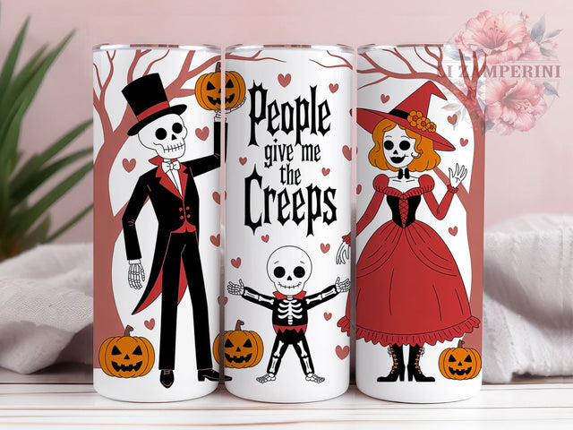 Sarcastic Skeleton Halloween Tumbler Wrap, Funny Halloween Png, 20oz Skinny Tumbler, Sublimation Download, People Give Me Creeps, Sarcastic Tumbler Png, Spooky Season Tumbler Sublimation Li Zamperini 