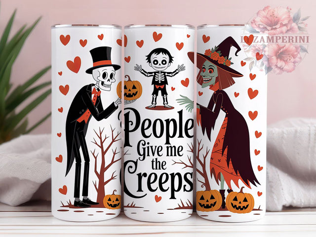 Sarcastic Skeleton Halloween Tumbler Wrap, Funny Halloween Png, 20oz Skinny Tumbler, Sublimation Download, People Give Me Creeps, Sarcastic Tumbler Png, Spooky Season Tumbler Sublimation Li Zamperini 