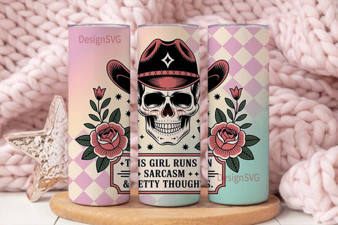 Sarcastic Skull Tumbler Wrap Sublimation DesignSVG 