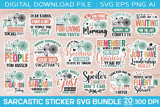 Sarcastic Sticker Svg Bundle, 20 Design SVG designmaster24 
