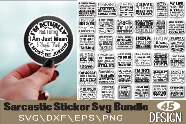 Sarcastic Sticker Svg Bundle SVG Angelina750 