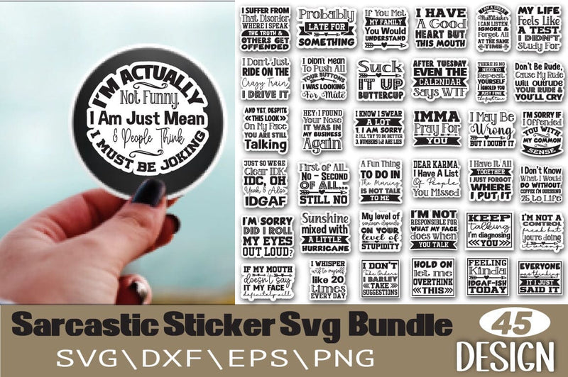 Sarcastic Sticker Svg Bundle SVG Angelina750 