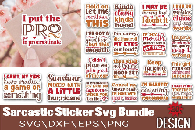 Sarcastic Sticker Svg Bundle SVG Angelina750 