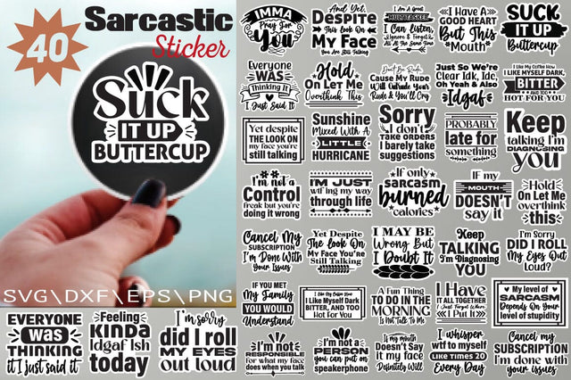 Sarcastic Sticker Svg Bundle SVG Angelina750 
