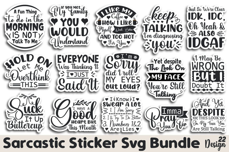 Sarcastic Sticker Svg Bundle SVG Angelina750 