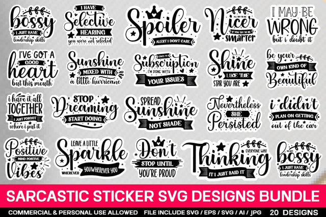Sarcastic Sticker Svg Bundle SVG designmaster24 