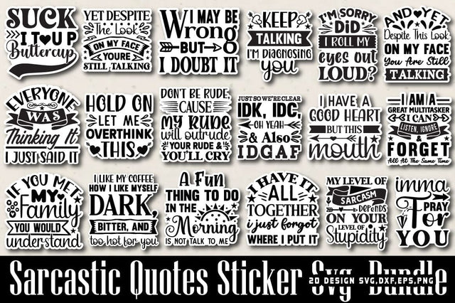 Sarcastic Stickers Svg Bundle SVG Angelina750 