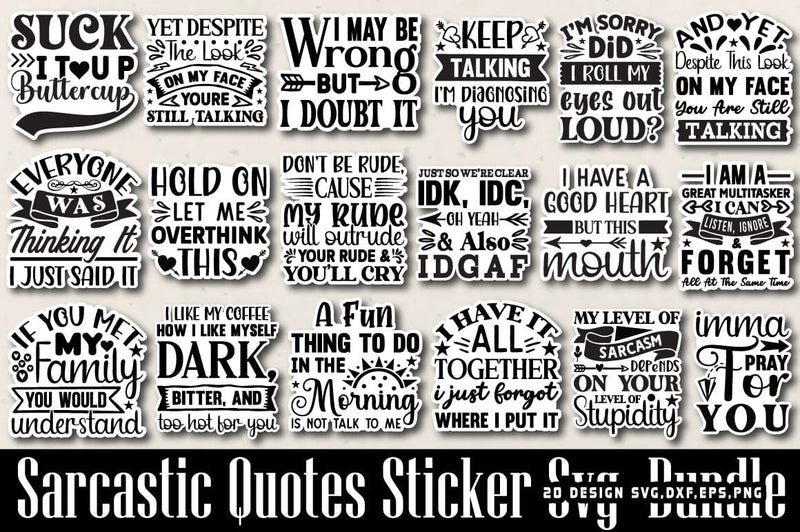 Sarcastic Stickers Svg Bundle SVG Angelina750 