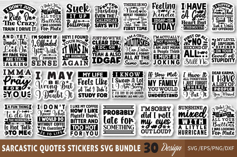 Sarcastic Stickers SVG Bundle SVG Angelina750 