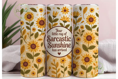 Sarcastic Sunflower 20oz Tumbler Wrap Sublimation PixelChick 