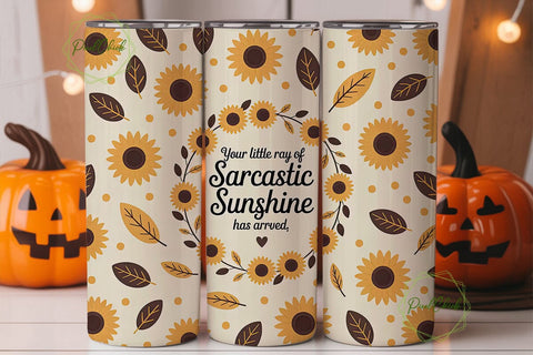 Sarcastic Sunflower 20oz Tumbler Wrap Sublimation PixelChick 