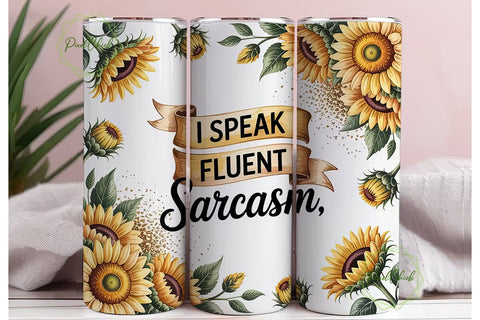 Sarcastic Sunflower 20oz Tumbler Wrap Sublimation PixelChick 